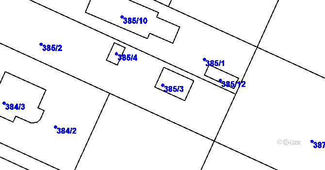 Parcela st. 385/3 v KÚ Klánovice, Katastrální mapa