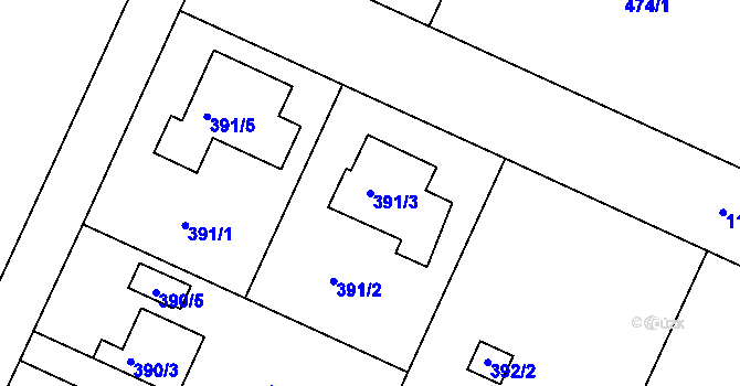 Parcela st. 391/3 v KÚ Klánovice, Katastrální mapa