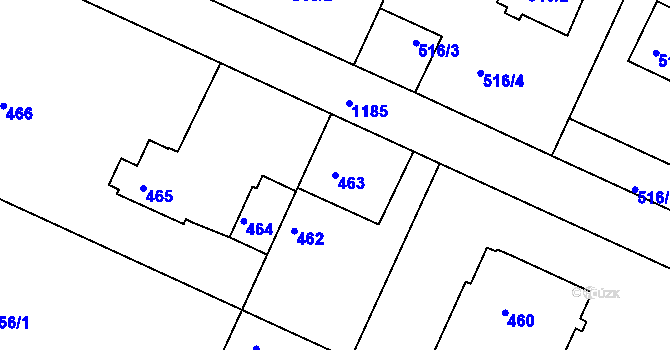 Parcela st. 463 v KÚ Klánovice, Katastrální mapa