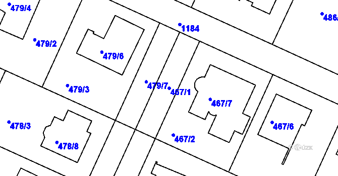 Parcela st. 467/1 v KÚ Klánovice, Katastrální mapa