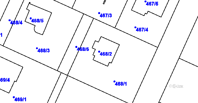 Parcela st. 468/2 v KÚ Klánovice, Katastrální mapa
