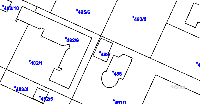 Parcela st. 489 v KÚ Klánovice, Katastrální mapa