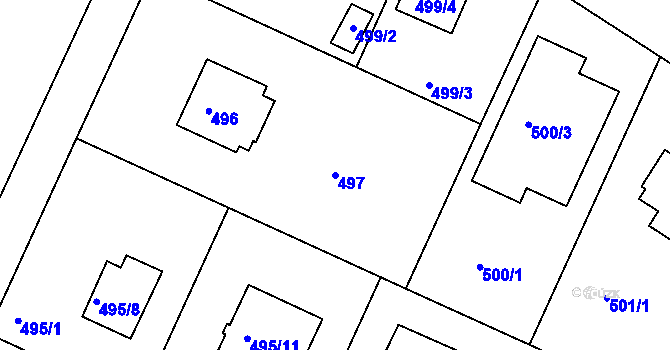 Parcela st. 497 v KÚ Klánovice, Katastrální mapa