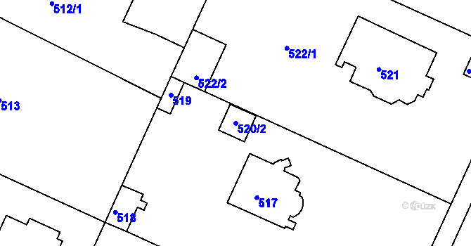 Parcela st. 520/2 v KÚ Klánovice, Katastrální mapa