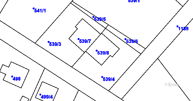 Parcela st. 539/8 v KÚ Klánovice, Katastrální mapa