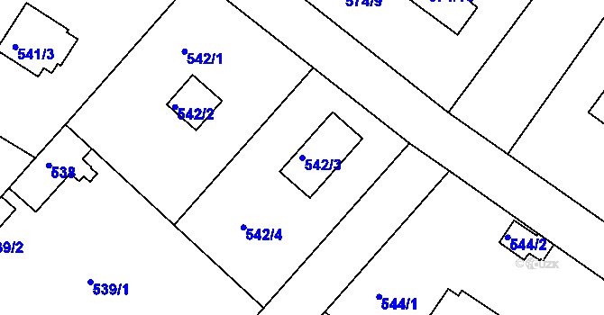 Parcela st. 542/3 v KÚ Klánovice, Katastrální mapa