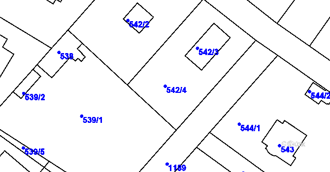 Parcela st. 542/4 v KÚ Klánovice, Katastrální mapa