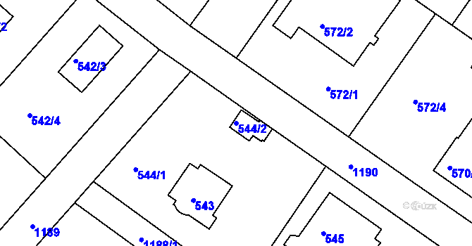 Parcela st. 544/2 v KÚ Klánovice, Katastrální mapa