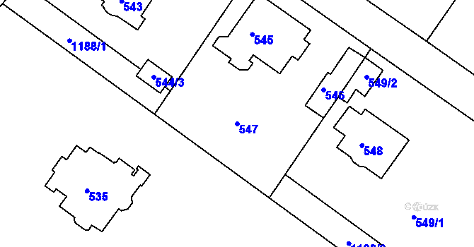 Parcela st. 547 v KÚ Klánovice, Katastrální mapa