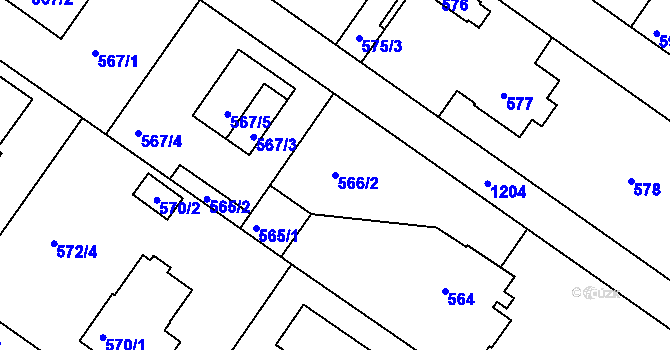Parcela st. 566/2 v KÚ Klánovice, Katastrální mapa