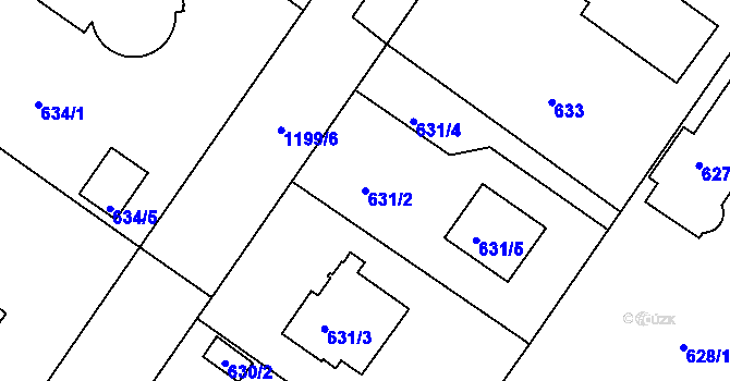 Parcela st. 631/2 v KÚ Klánovice, Katastrální mapa