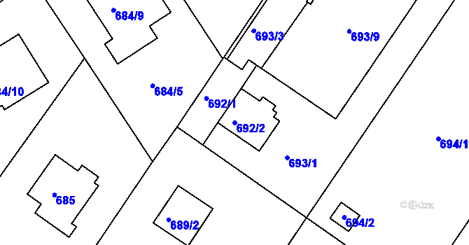 Parcela st. 692/2 v KÚ Klánovice, Katastrální mapa