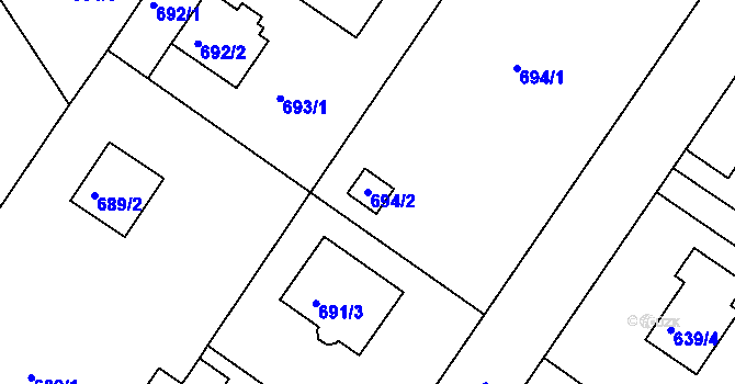 Parcela st. 694/2 v KÚ Klánovice, Katastrální mapa