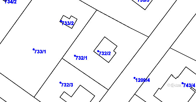 Parcela st. 732/2 v KÚ Klánovice, Katastrální mapa