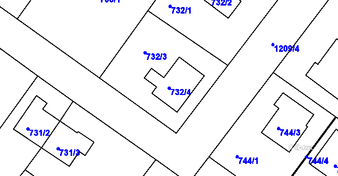 Parcela st. 732/4 v KÚ Klánovice, Katastrální mapa