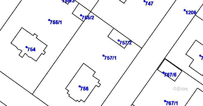 Parcela st. 757 v KÚ Klánovice, Katastrální mapa