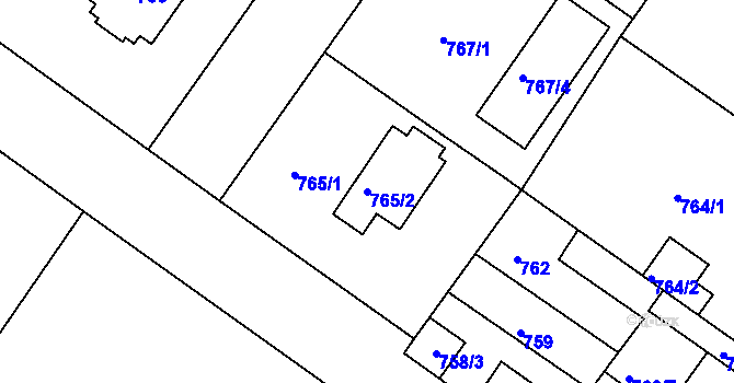 Parcela st. 765/2 v KÚ Klánovice, Katastrální mapa