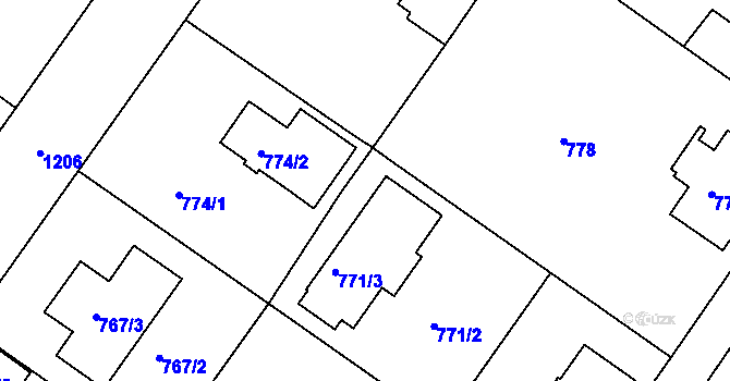 Parcela st. 772 v KÚ Klánovice, Katastrální mapa