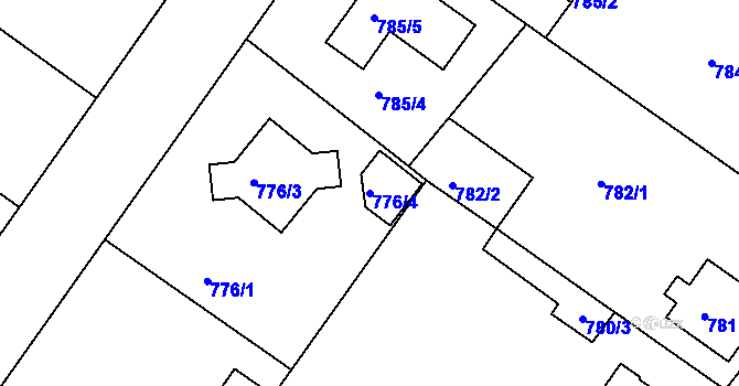 Parcela st. 776/4 v KÚ Klánovice, Katastrální mapa