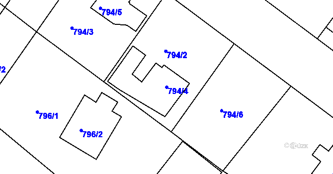 Parcela st. 794/4 v KÚ Klánovice, Katastrální mapa