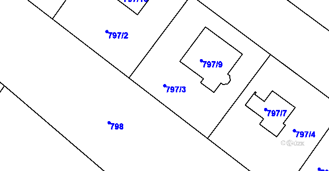 Parcela st. 797/3 v KÚ Klánovice, Katastrální mapa