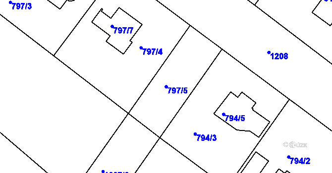 Parcela st. 797/5 v KÚ Klánovice, Katastrální mapa