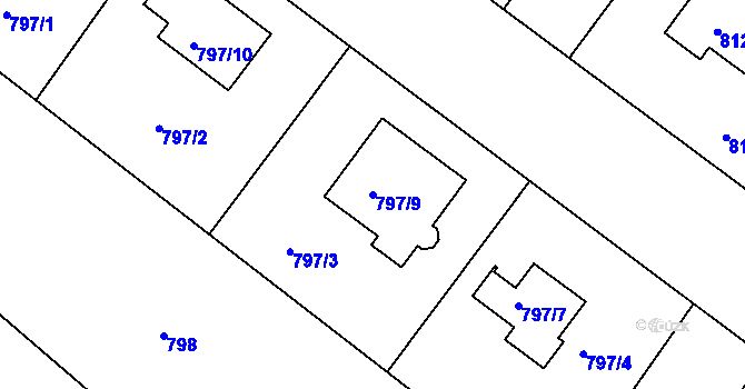 Parcela st. 797/9 v KÚ Klánovice, Katastrální mapa