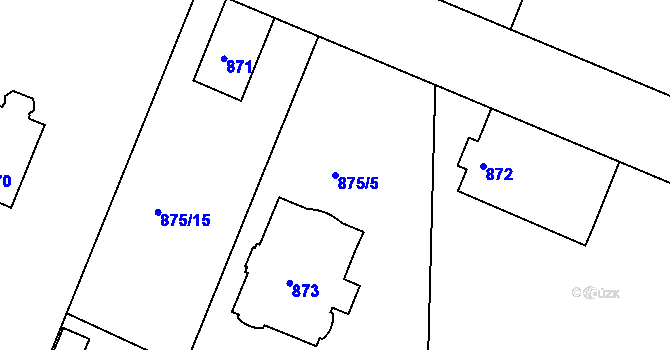 Parcela st. 875/5 v KÚ Klánovice, Katastrální mapa