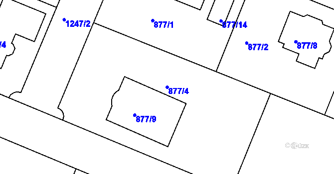 Parcela st. 877/4 v KÚ Klánovice, Katastrální mapa