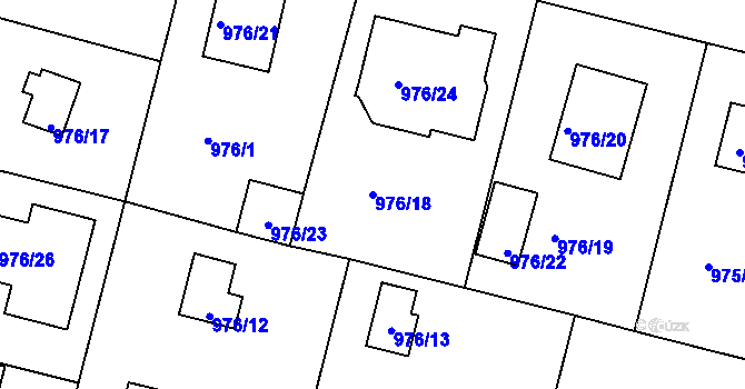Parcela st. 976/18 v KÚ Klánovice, Katastrální mapa