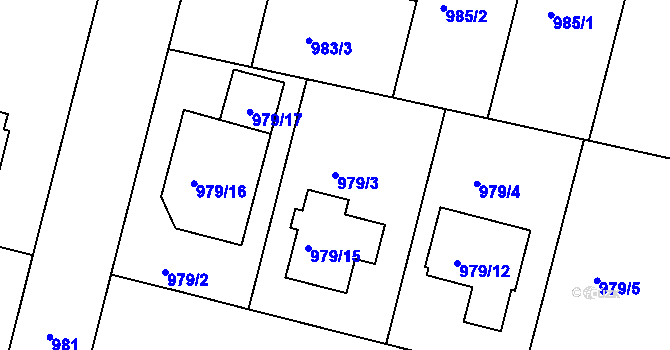 Parcela st. 979/3 v KÚ Klánovice, Katastrální mapa