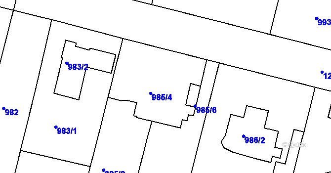 Parcela st. 985/5 v KÚ Klánovice, Katastrální mapa