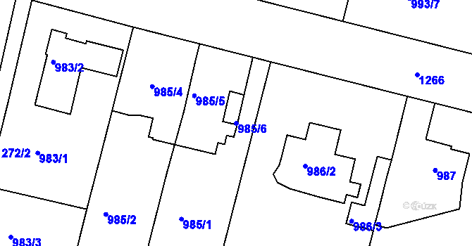 Parcela st. 985/6 v KÚ Klánovice, Katastrální mapa