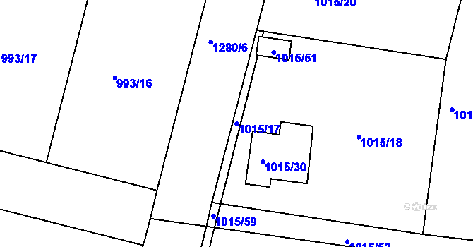Parcela st. 1015/17 v KÚ Klánovice, Katastrální mapa