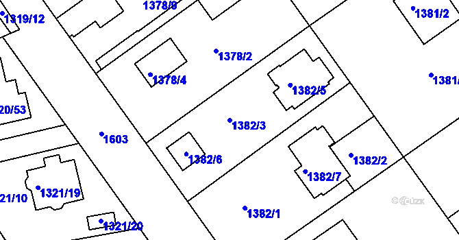 Parcela st. 1382/3 v KÚ Klánovice, Katastrální mapa