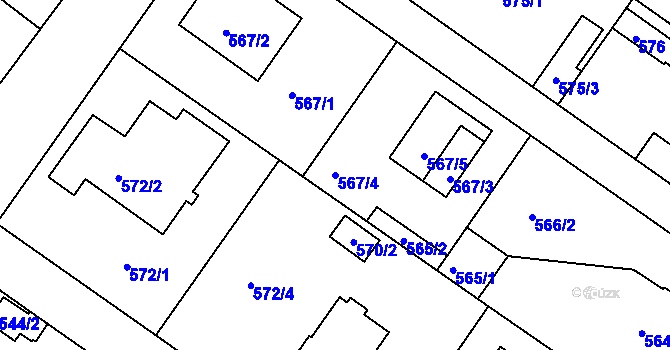 Parcela st. 567/4 v KÚ Klánovice, Katastrální mapa