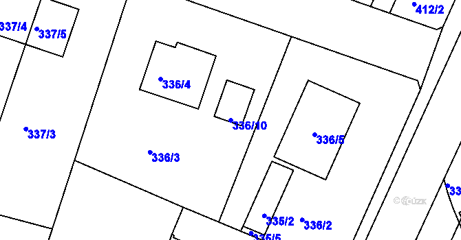 Parcela st. 336/10 v KÚ Klánovice, Katastrální mapa
