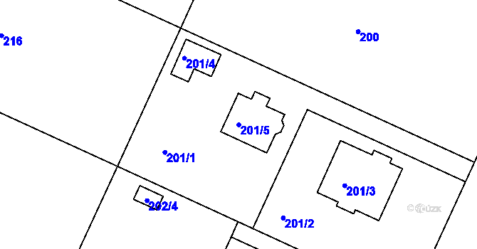 Parcela st. 201/5 v KÚ Klánovice, Katastrální mapa