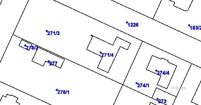 Parcela st. 271/4 v KÚ Klánovice, Katastrální mapa