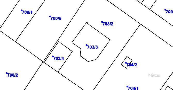 Parcela st. 703/3 v KÚ Klánovice, Katastrální mapa