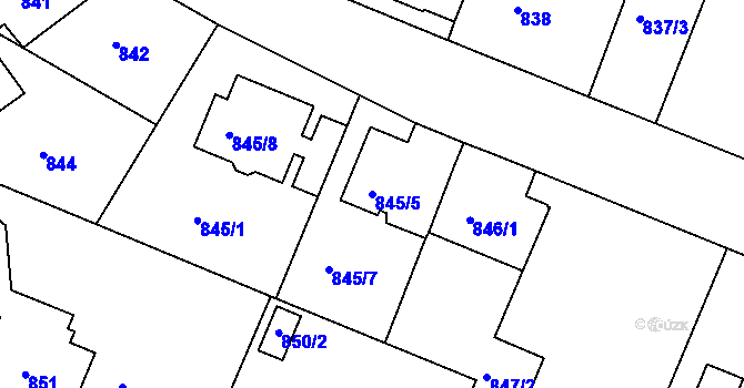 Parcela st. 845/5 v KÚ Klánovice, Katastrální mapa
