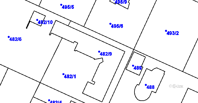 Parcela st. 482/9 v KÚ Klánovice, Katastrální mapa