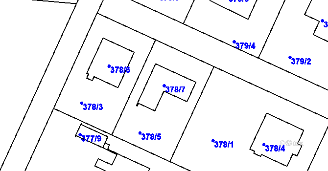 Parcela st. 378/7 v KÚ Klánovice, Katastrální mapa
