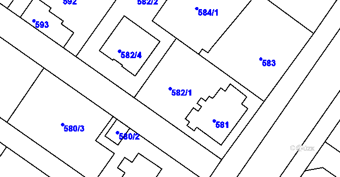 Parcela st. 582/1 v KÚ Klánovice, Katastrální mapa
