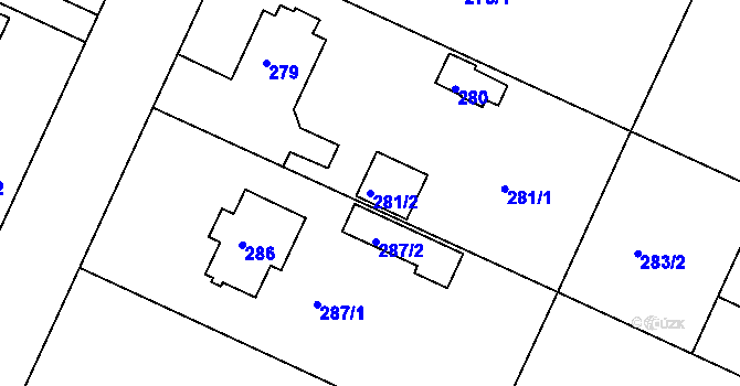 Parcela st. 281/2 v KÚ Klánovice, Katastrální mapa
