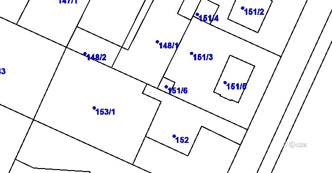 Parcela st. 151/6 v KÚ Klánovice, Katastrální mapa