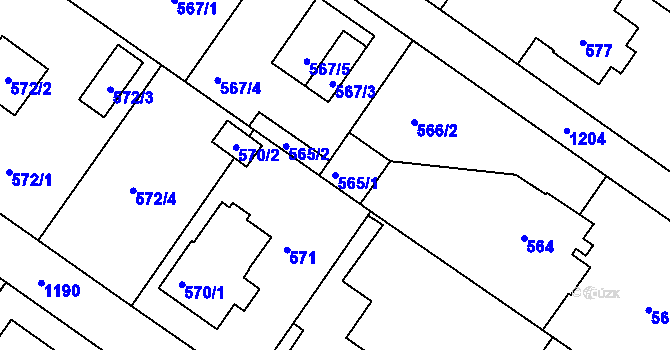Parcela st. 565/1 v KÚ Klánovice, Katastrální mapa