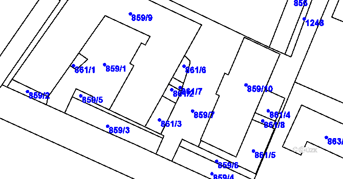 Parcela st. 861/2 v KÚ Klánovice, Katastrální mapa