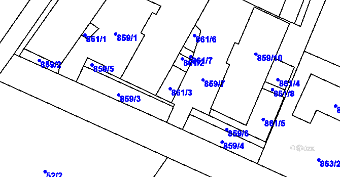 Parcela st. 861/3 v KÚ Klánovice, Katastrální mapa