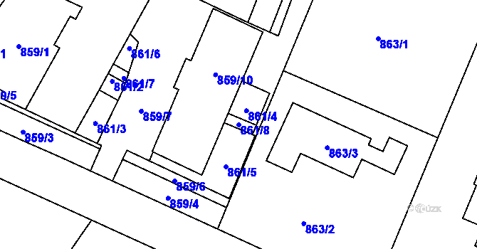 Parcela st. 861/8 v KÚ Klánovice, Katastrální mapa